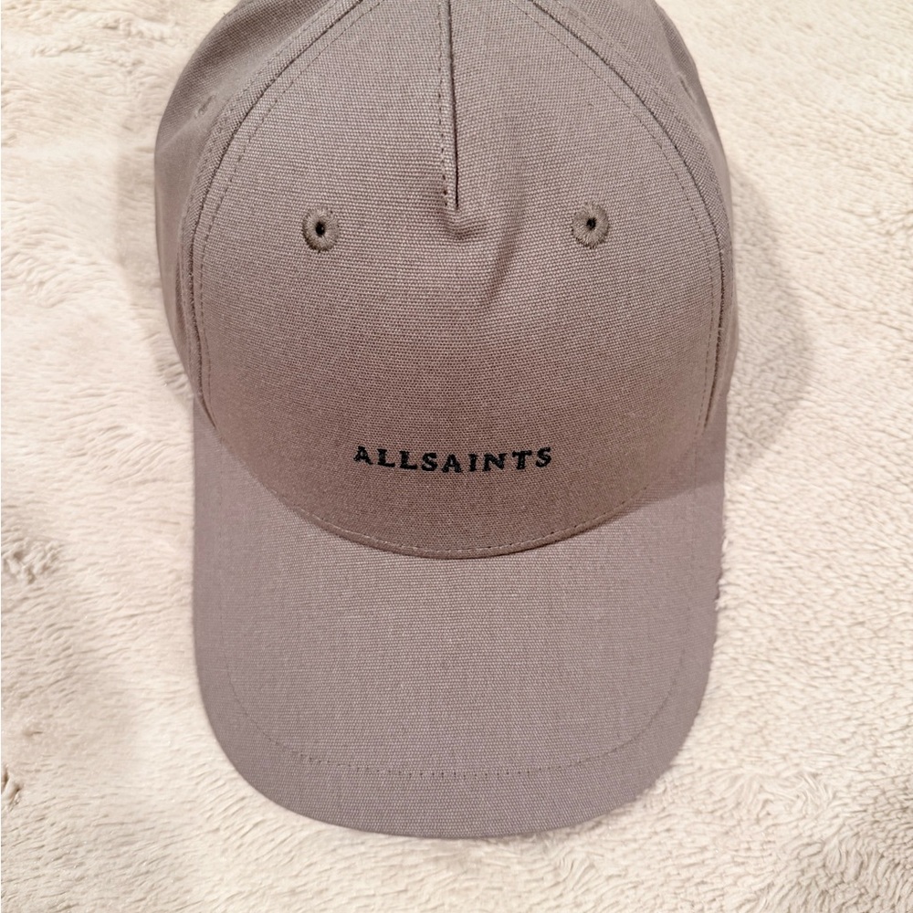 All Saints Taupe Gray Logo Baseball Cap